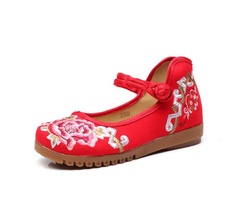 Flaches besticktes Tuch mit Kuhsehnensohlen, Frühlings- und Herbst-Mutter-Slipper mit großen Zehen, einzeiliger Riemen, Damen-Single_voghion.com