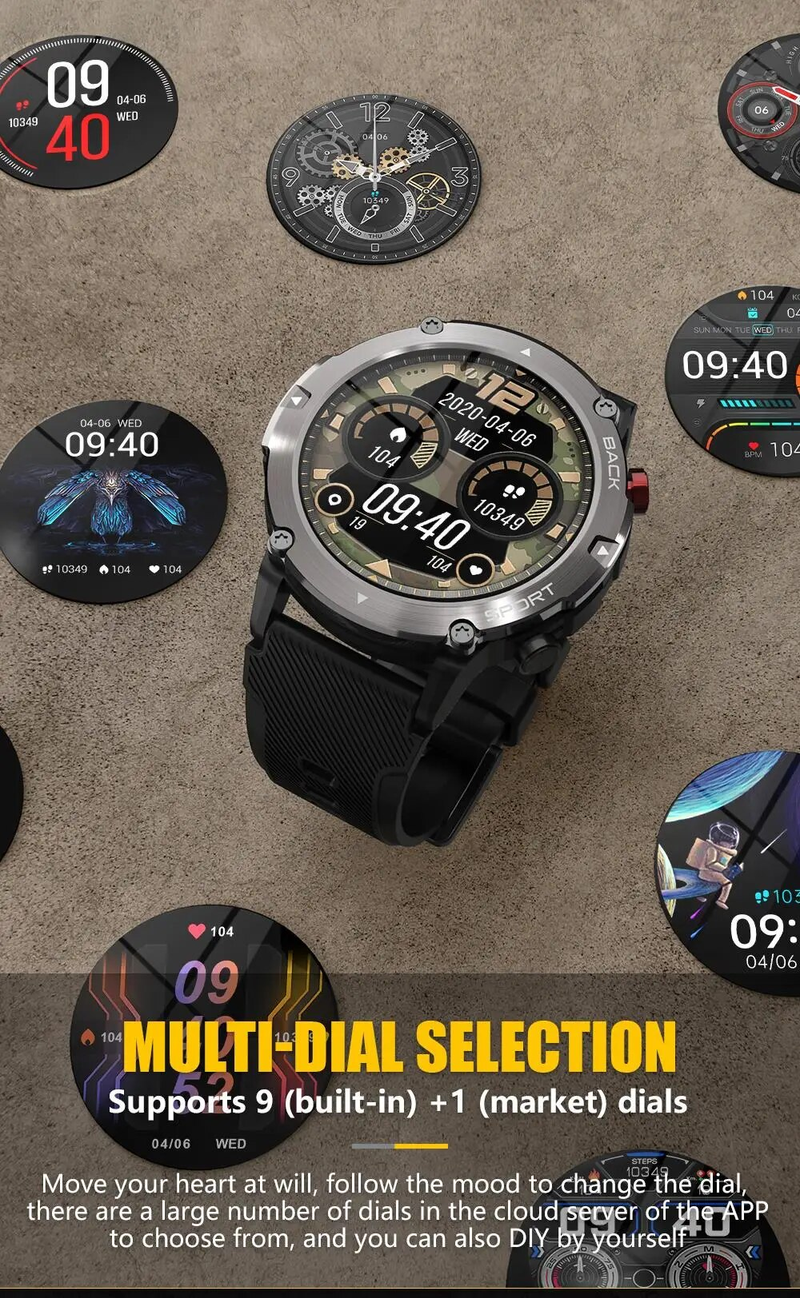 C21 Smart Watch Herren Bluetooth Anruf Fiess Tracker 5ATM Wasserdicht Sport Handgelenk Smartwatch für iPhone Android_voghion.com