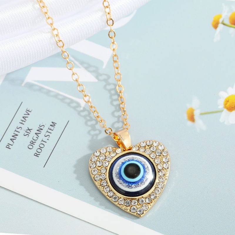 Türkische Blaue Auge Anhänger Legierung Diamant Halskette Großhandel Nihaojewelry_voghion.com