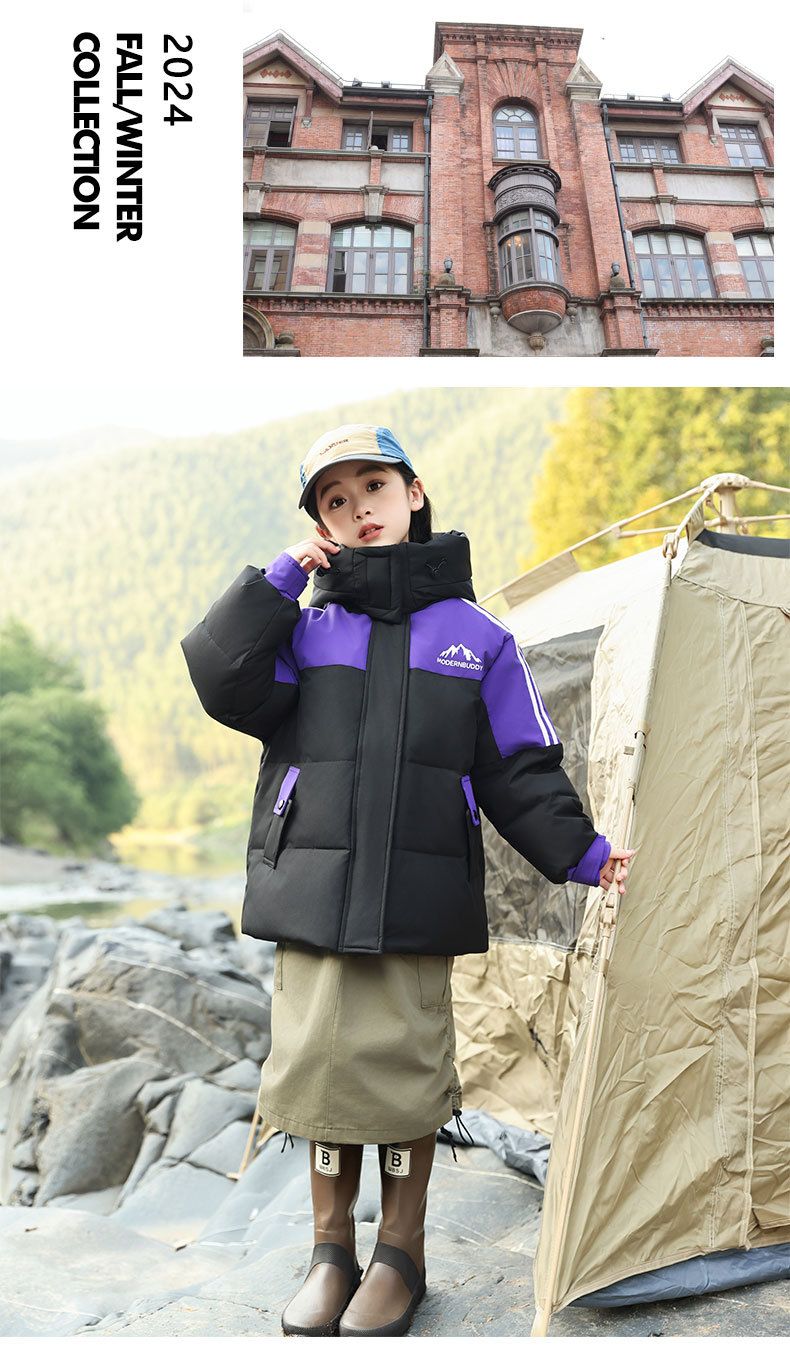 Kids Winter Down Jacket With Hood - Waterproof Windproof Warm Coat For Boys & Girls - Lightweight Soft Shell Outerwear For Outdoor Activities_voghion.com