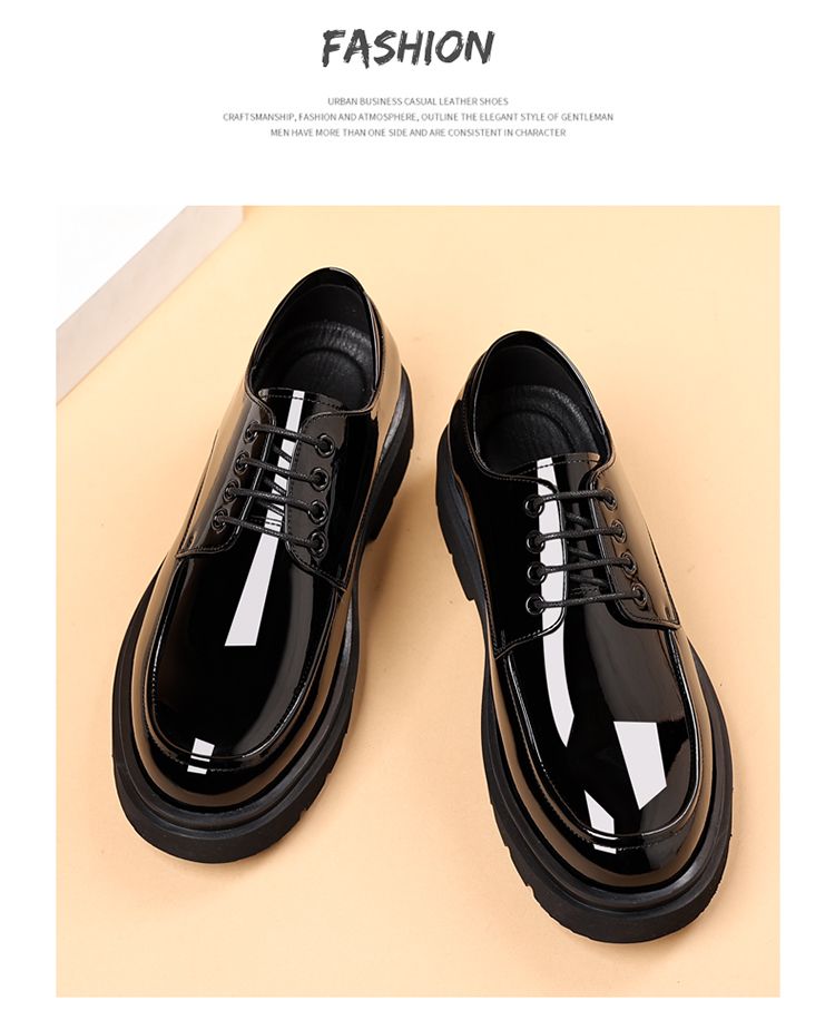 Primavera Homens Brilhantes Couro Juventude Estilo Britânico Sola Grossa Altura Aumentando Negócios Fantasia Cabeleireiro Vestido Sapatos Grandes_voghion.com