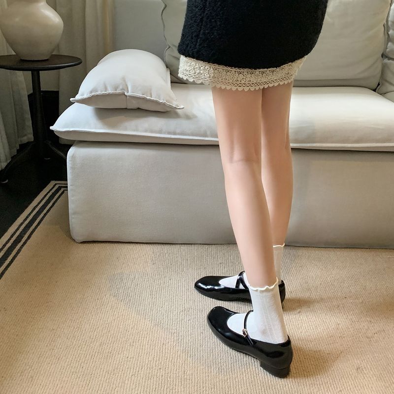 Versione di alta qualità in pelle di mucca Su Yinyin stesso stile coreano di nicchia francese in vera pelle con cinturino con fibbia e tacco spesso Mary Jane_voghion.com