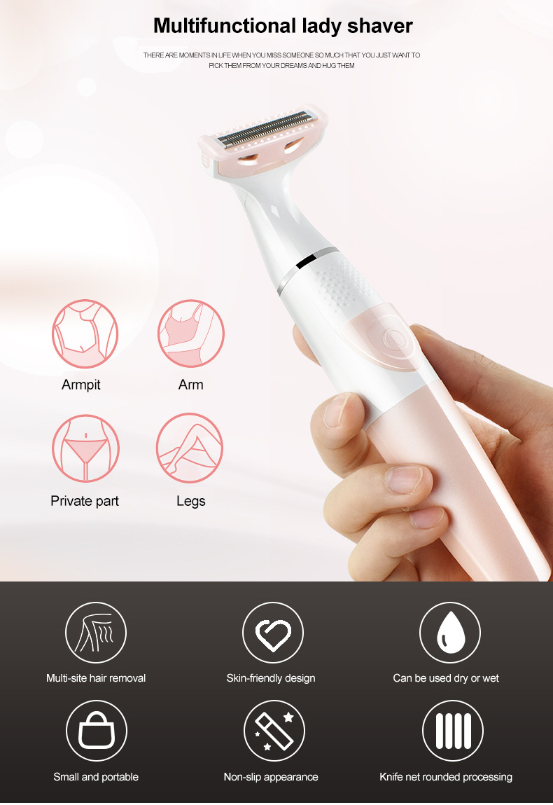 Epilatore Lady Shaver a batteria Rasoio elettrico indolore bagnato e asciutto per donne Bikini Ascelle Gamba_voghion.com
