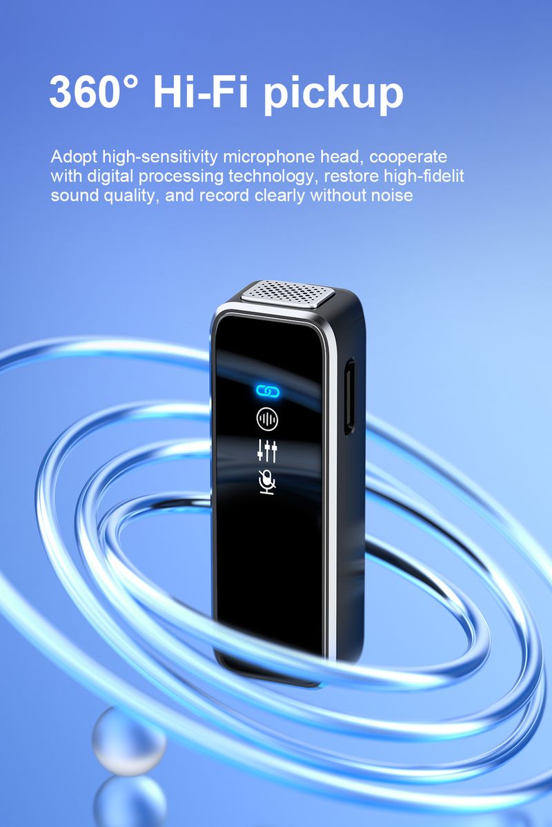 Lavalier met LCD-scherm Oplaaddoos Draadloze reversmicrofoon Ruisonderdrukkingsmicrofoon voor iPhone Android_voghion.com