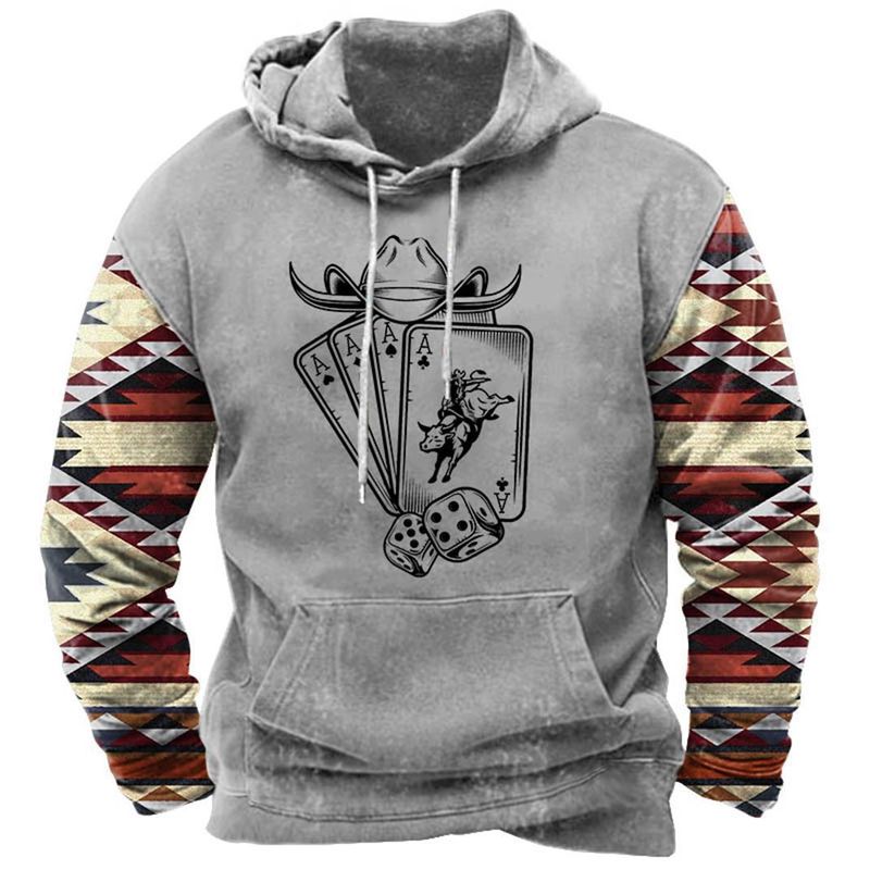 Felpa con cappuccio stampata da uomo in 3D con coulisse e tasca_voghion.com