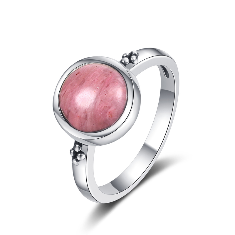 Anello rotondo con pietra preziosa naturale Labrador S in argento puro, elegante retrò, da donna, con occhio di tigre_voghion.com