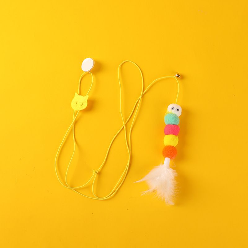 Caterpillar Feather Bell Wand Swing Toy Hanging Door Teaser Cat Self-Entertainment Gadget_voghion.com