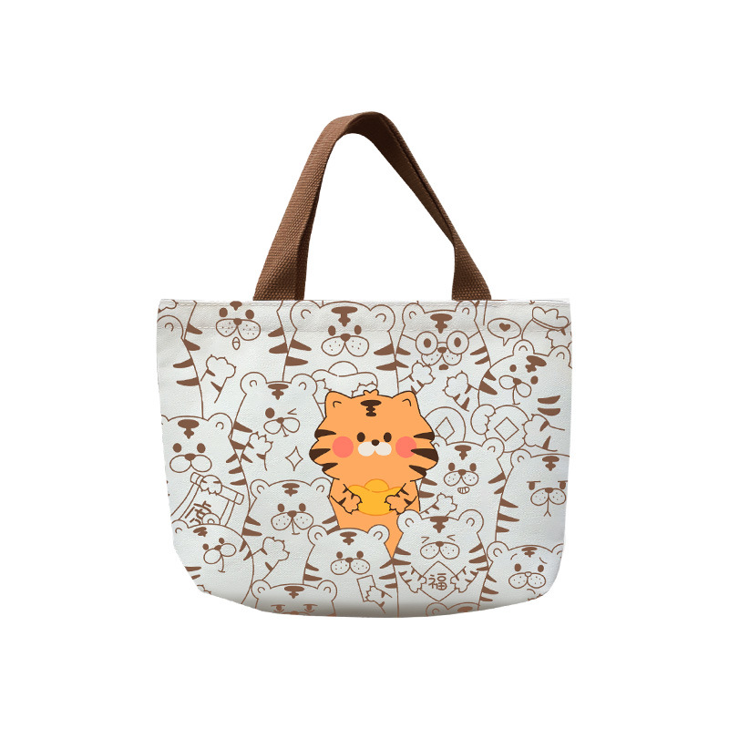 Canvas women's new 2024 handbag, bento bag, student office workers carrying and accompanying gifts_voghion.com