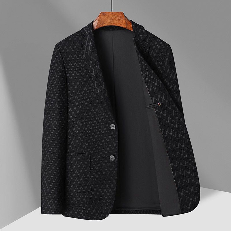 Marchio maschile, top, cappotto primaverile, senza stiratura, vestibilità slim, abito casual da uomo in maglia elastica_voghion.com