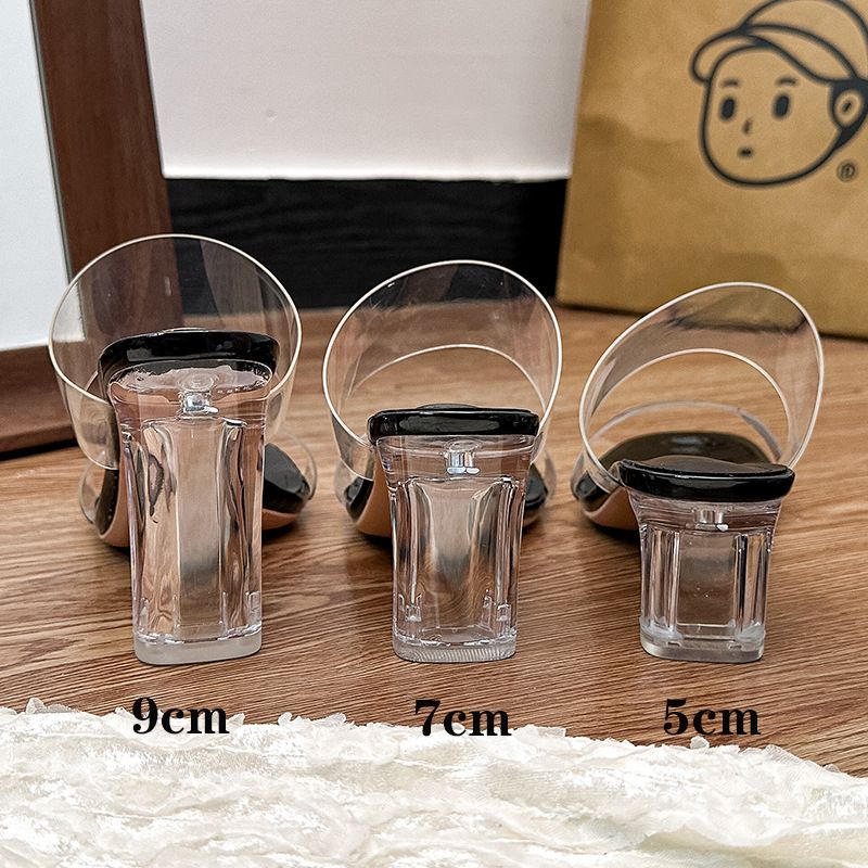 Sandali con fondo spesso trasparenti da donna stile fata estate 2024, tacchi alti in cristallo_voghion.com