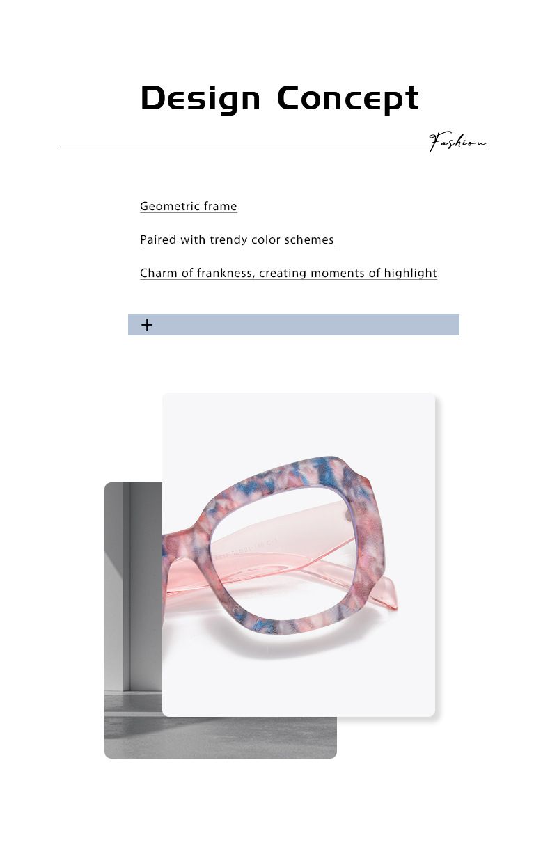 New Irregular Marble Pattern Anti-Blue Light Non-Prescription High-End Acetate Plain Glasses Frame_voghion.com