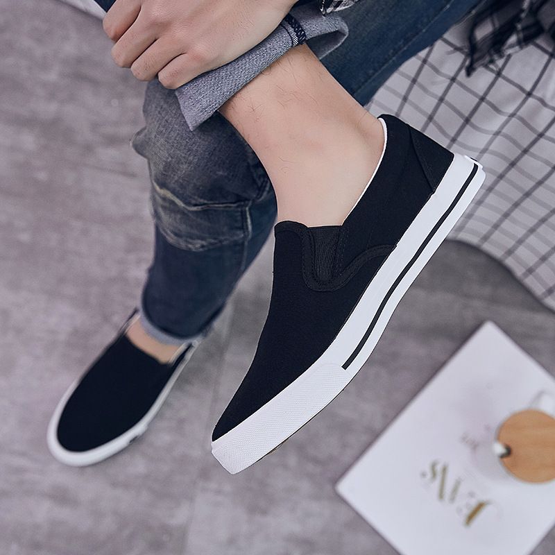 Scarpe casual da uomo Huili Canvas, coreane, con suola piatta, traspiranti, tinta unita, comode e comode, WXY_voghion.com