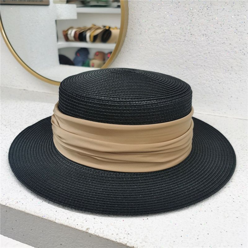 Nuovo stile cappello giapponese minimalista cappello piatto superiore estate donna britannico retrò piccolo cappello temperamento mondano spiaggia vacanza cappello da sole_voghion.com