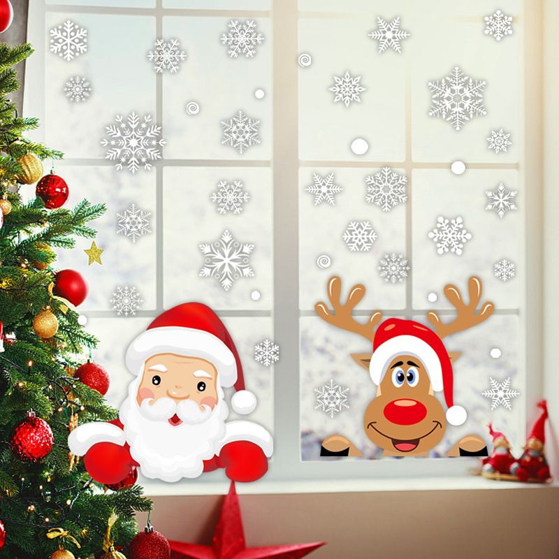 Calcomanías navideñas estáticas para ventanas (paquete de 4) de PVC esmerilado para puertas de vidrio y decoración del hogar y la oficina._voghion.com