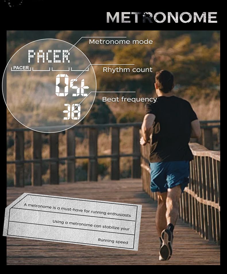 Digitale Sportuhr für Herren und Damen mit Kompass, Metronom, Schrittzähler, doppelter Zeitzone, Nachtlicht, wasserdicht bis 50 m, Silikonarmband_voghion.com