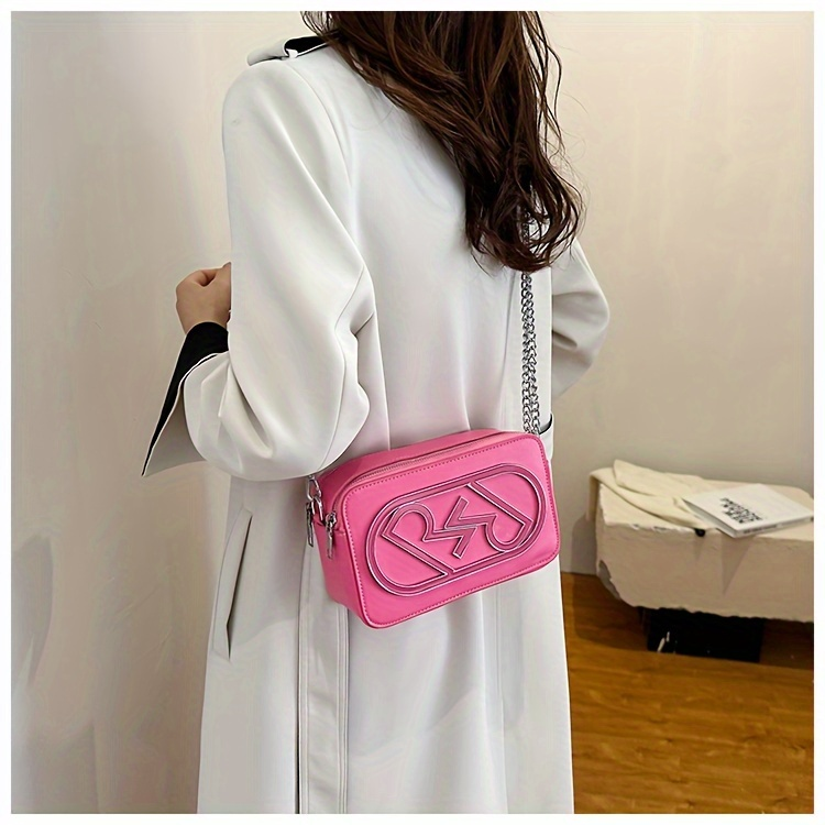 Niche Design Crossbody Trendy Camera Shoulder Bag, Letter Decor Square Bag & Purse_voghion.com