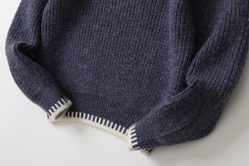 Jacquard-Pullover mit halbem Reißverschluss für Jungen aus Lammwolle mit halbem Reißverschluss für Mutter und Kind – weiche und warme Winterstrickware für große Kinder (130–170 cm) – einfarbig_voghion.com