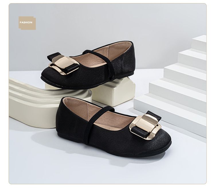 Kinderschuhe, flache Sohle, rosa Ballettschuhe, Satin, Retro-Performance, Mary Jane, quadratische Zehenpartie, weiche Sohle, ein Riemen, Mädchenschuhe_voghion.com