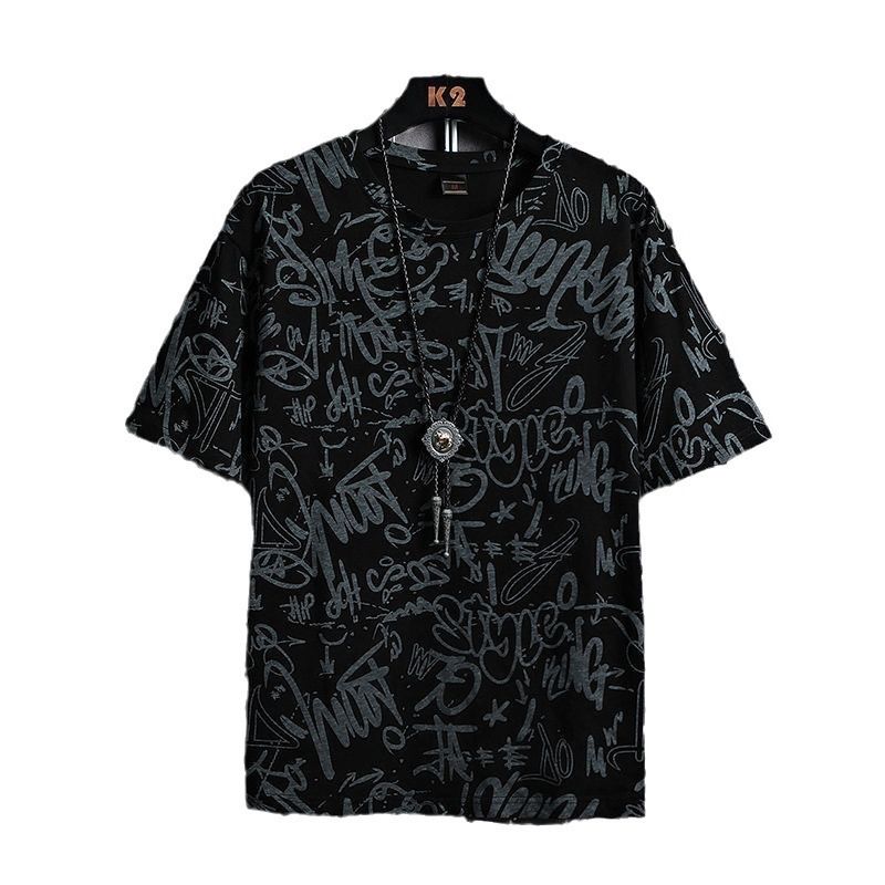 Men's Ice Silk Short Sleeved Summer New Trendy Brand Instagram Elastic Quick Drying T-shirt Loose And Thin Half Sleeved Ice Feeling T-shirt_voghion.com