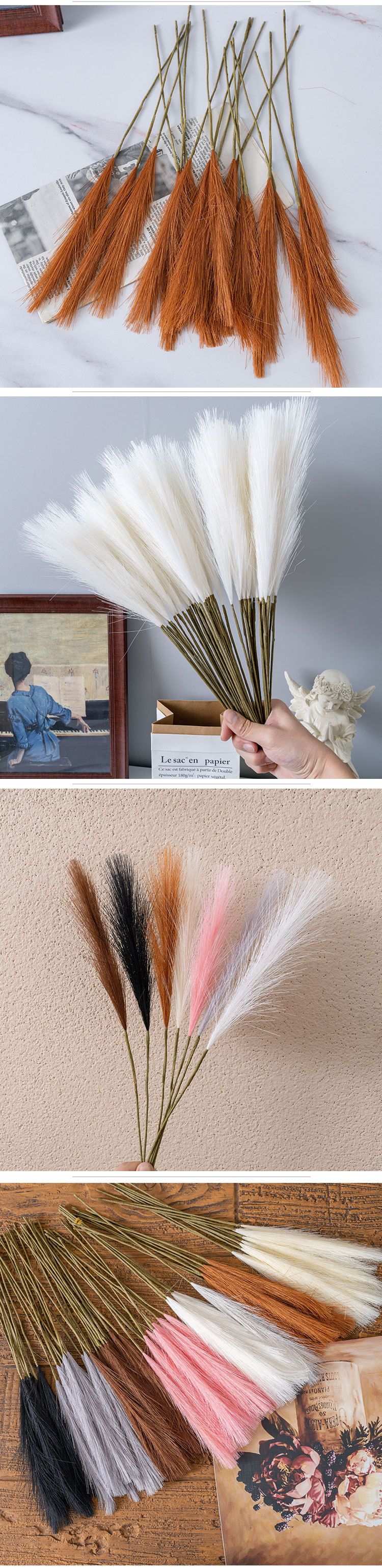 Maison et jardin Fleur Petite branche unique Scintillante Pampas Reed INS Style Fleur artificielle Décoration Maison Mariage_voghion.com