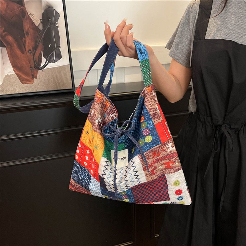 Sac fourre-tout patchwork ethnique double face pour femme 2025, nouveau design de niche, sac à bandoulière de style simien_voghion.com