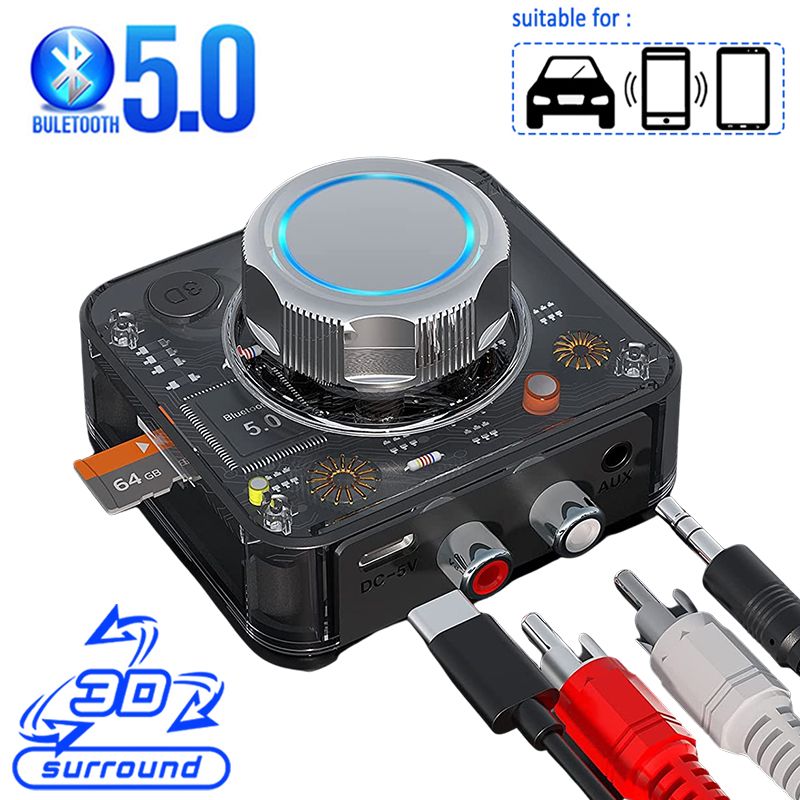 Bluetooth 5.0 audio prijemnik 3D stereo glazbeni bežični adapter TF kartica RCA 3,5 mm 3,5 AUX priključak za automobilski komplet žičani zvučnik slušalice_voghion.com
