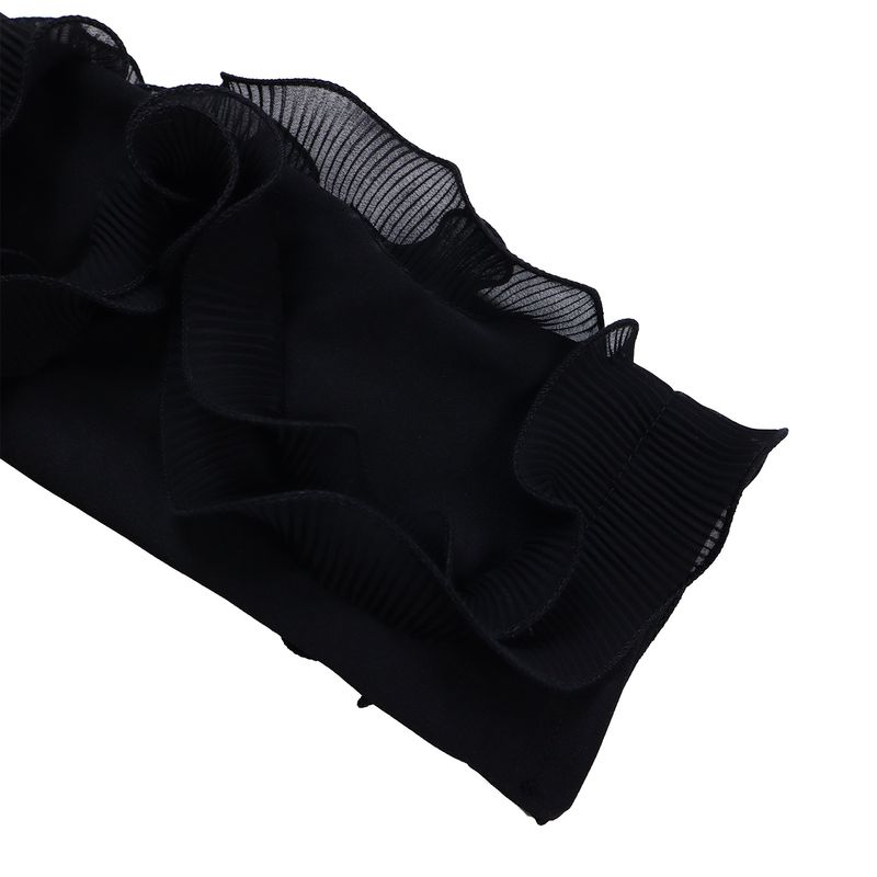 Dameskleding Nieuwe mode Een schouder Ruffle mouw Effen kleur Geplooide wijde pijpen Jumpsuit_voghion.com
