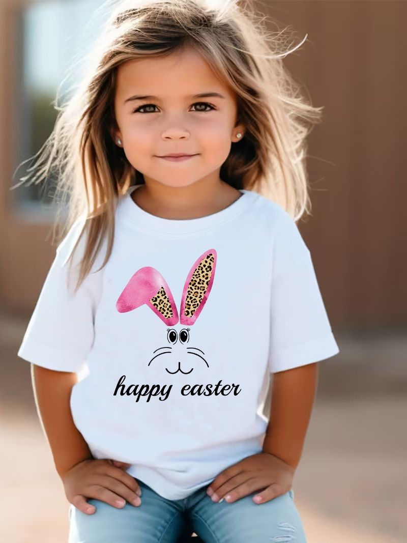 Roupas infantis com estampa de coelho e desenho animado, manga curta, roupas de verão para crianças de 1 a 8 anos_voghion.com