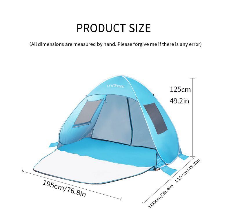 Tenda da spiaggia per esterni, con apertura rapida, automatica, pop-up, semplice parasole, baldacchino per il tempo libero sulla spiaggia, con porte e doppie finestre_voghion.com