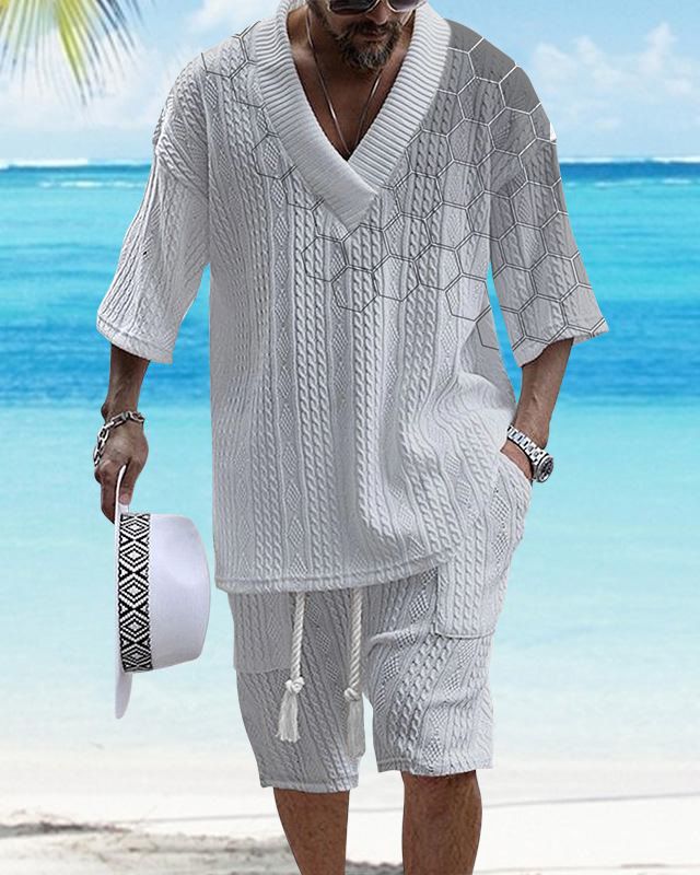Tecnologia di abbigliamento maschile Stampa 3D Tuta da uomo di grandi dimensioni con pantaloncini a maniche corte in maglia_voghion.com