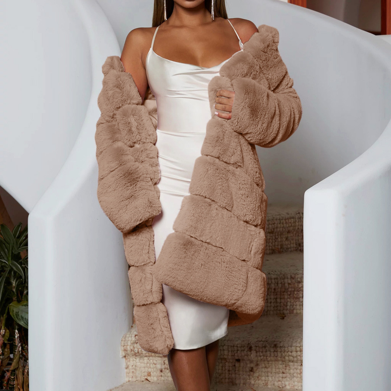 Women's clothing new style imitation fur coat cotton coat thickened long plush coat women's coat windbreaker ready in stock_voghion.com
