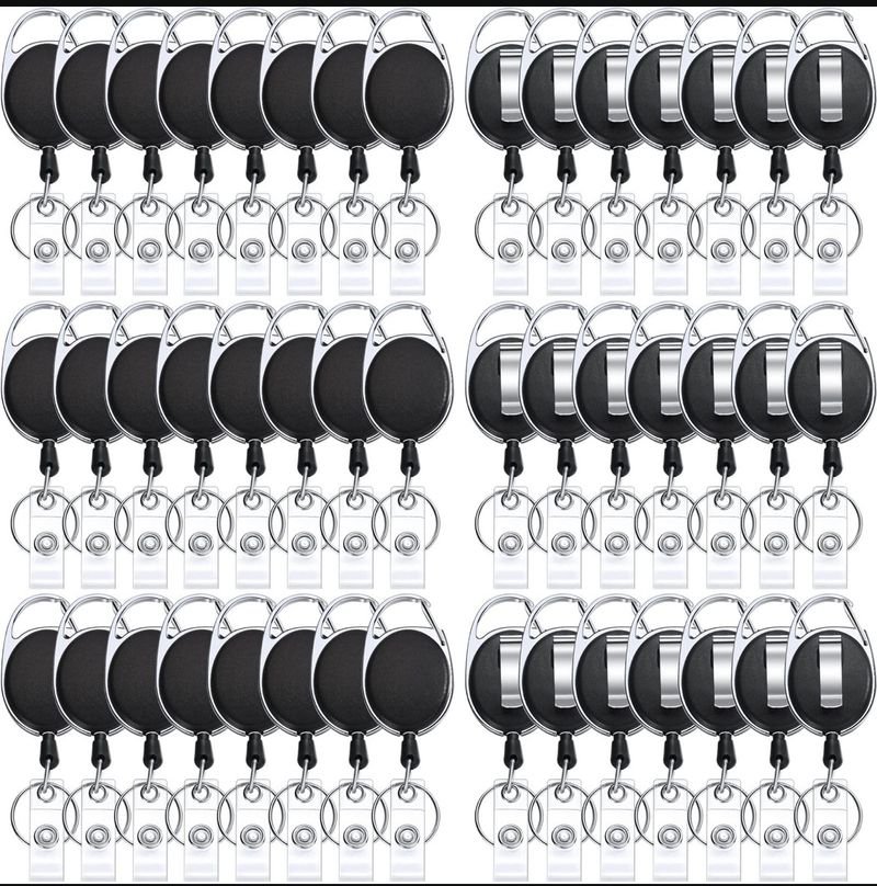 Black Oval Easy Pull Buckle Easy Pull Retractable Buckle Puller ID Buckle Retractable Keychain Badge Reel_voghion.com