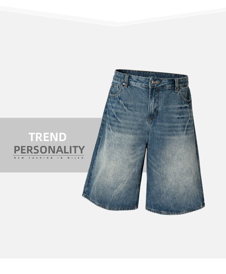 Herrenbekleidung Washed Old Jeans High Street Texture Design Multi Size Shorts_voghion.com