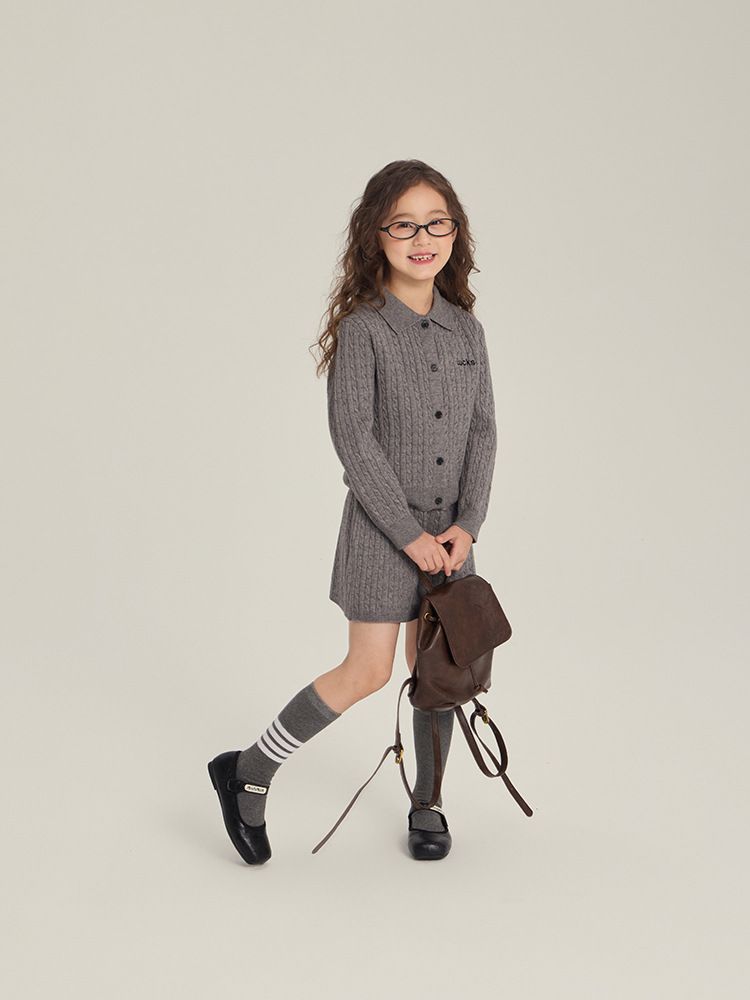 Ensemble tricoté Aimo Beibei pour filles, édition coréenne, style universitaire, nouveauté automne, pull, cardigan et jupe, 2 pièces_voghion.com