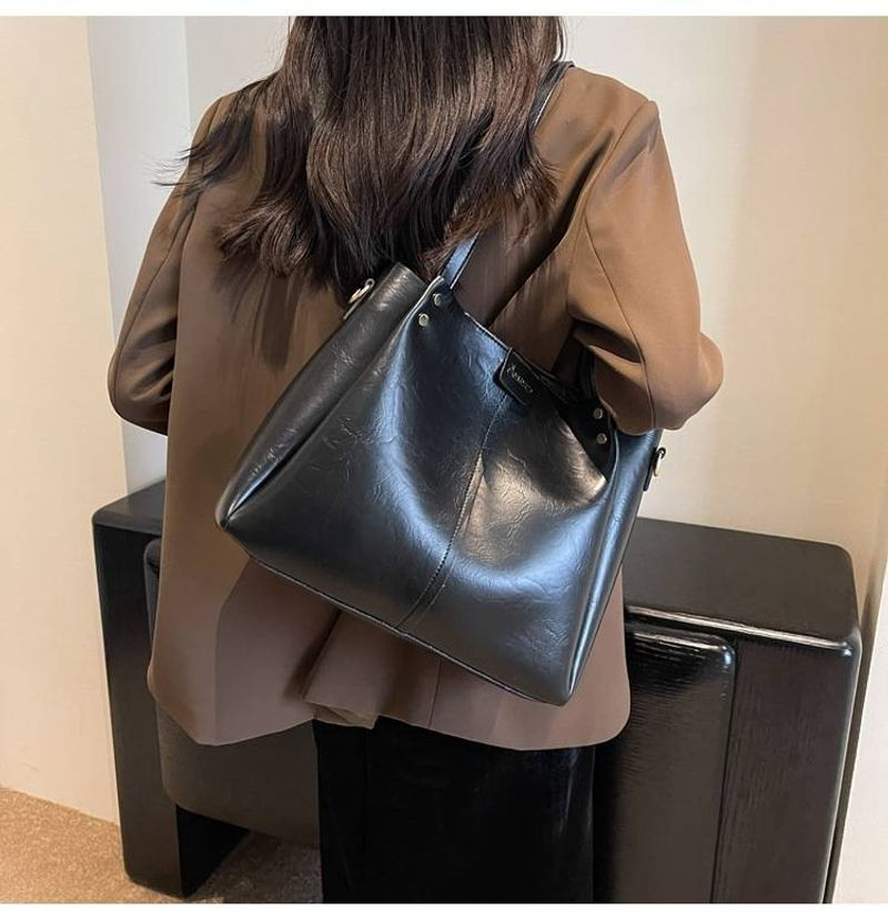 Vintage Pendler-Einkaufstasche großem Fassungsvermögen, neue Handtasche mit strukturiertem, breitem Schultergurt,_voghion.com