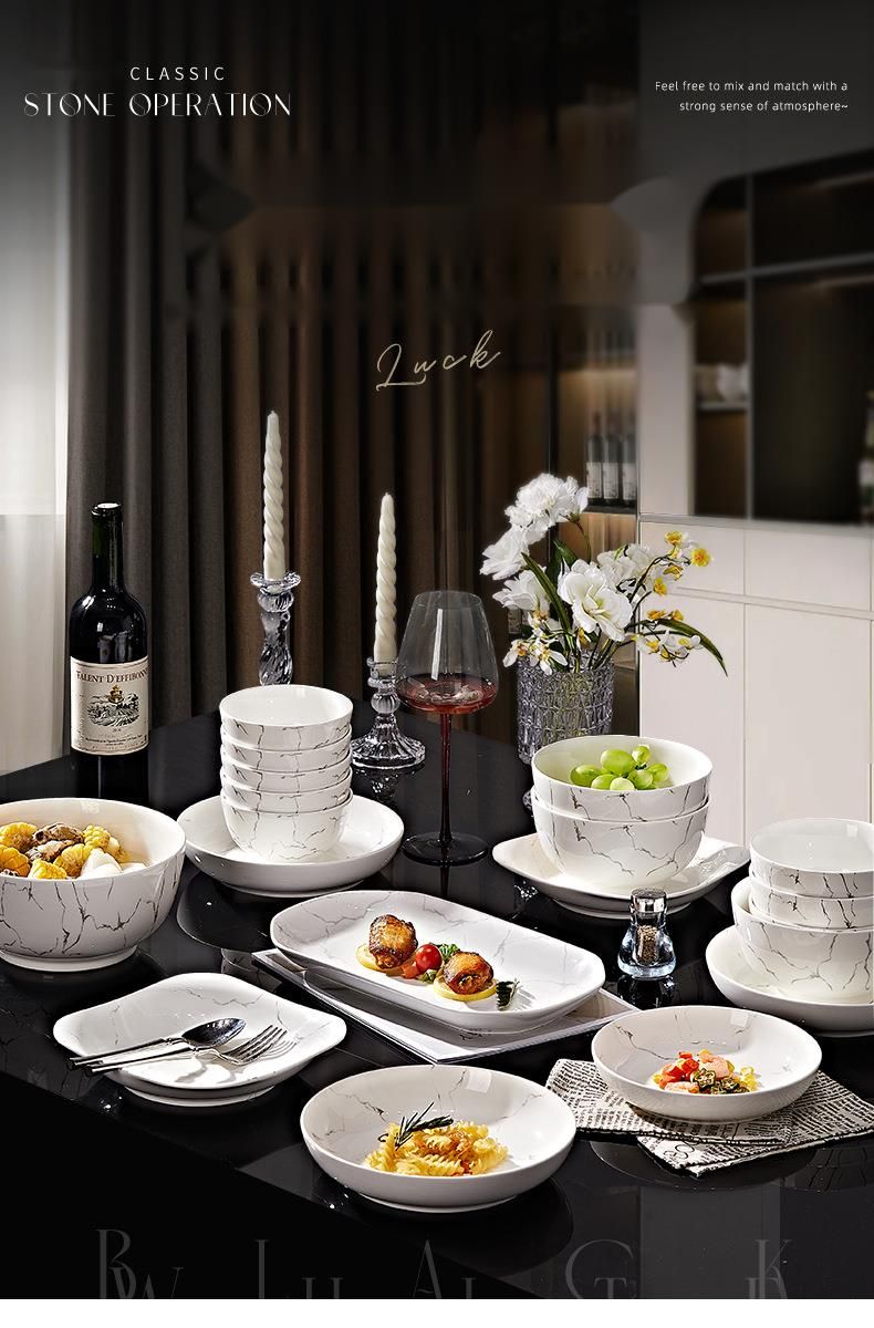 Underglaze Color Bowl Plate Set For Use, High-Quality Aesthetic Bowl, Plate, And Chopsticks Combination, Home High-End_voghion.com