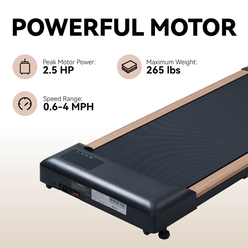 2.25HP Under Desk Treadmill, Portable Wood Walking Pad For Home & Office, Compact Running & Walking Machine With Remote Control, LED Display, Black_voghion.com