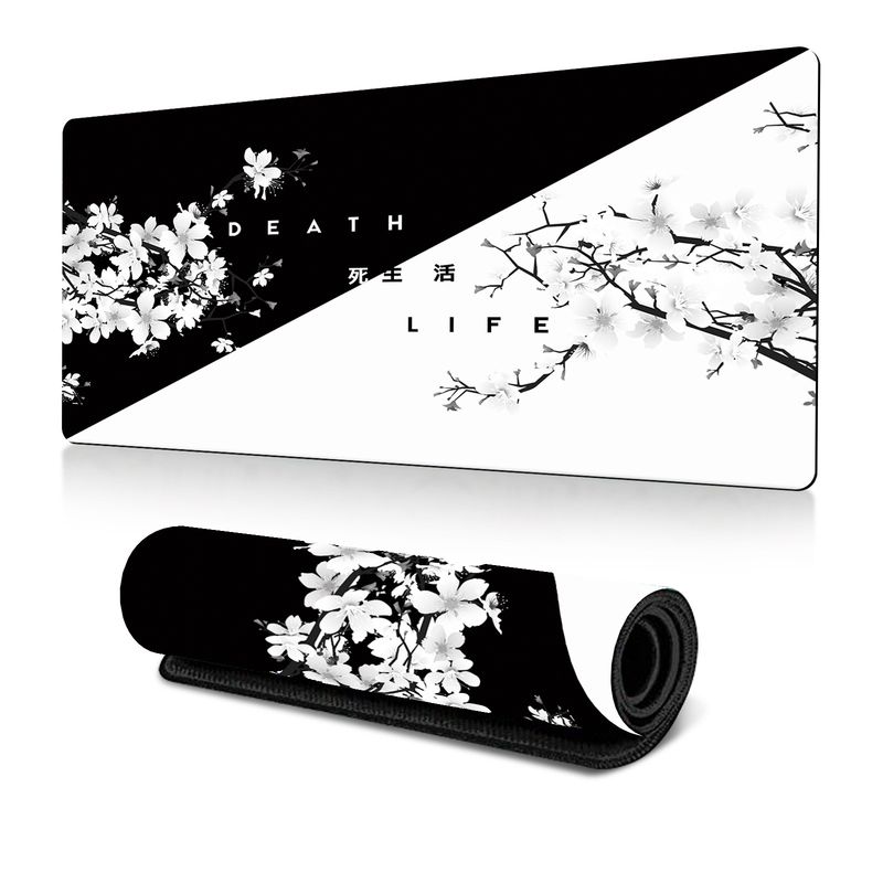 Mouse Pad με μελάνι κερασιάς, μεγάλο γραφείο, mouse Pad Dead Life Black And White Series, αντιολισθητικό από καουτσούκ_voghion.com