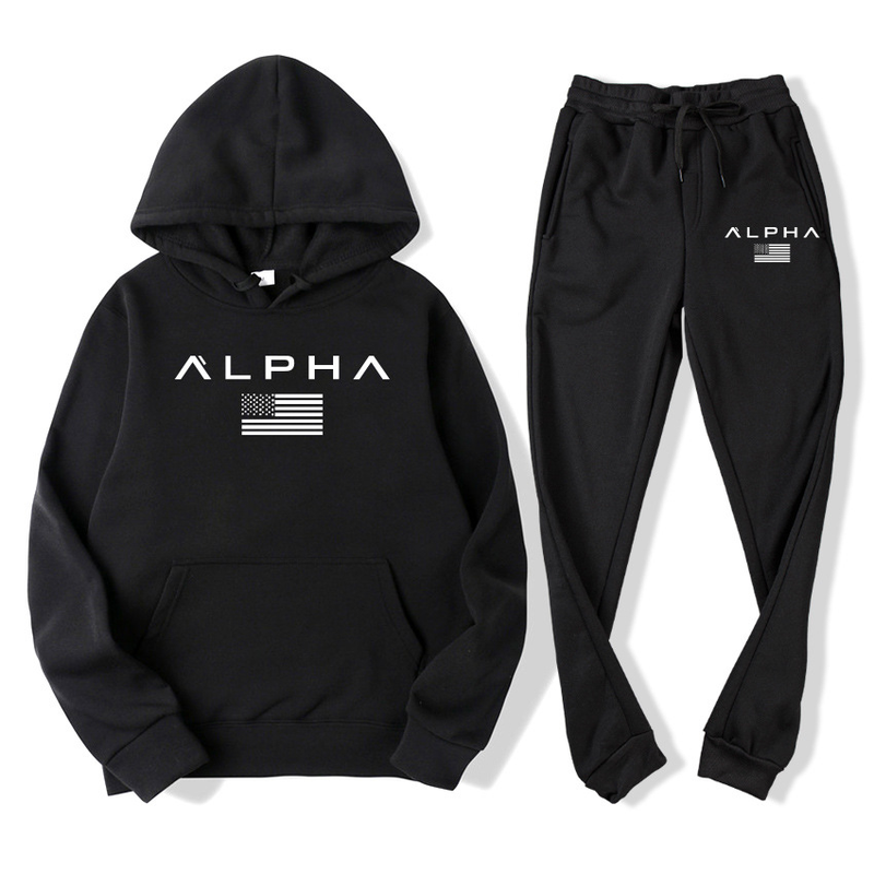 Maglione da uomo set maglione felpato pantaloni casual felpa sportiva aspetto autunno e inverno set di due pezzi_voghion.com