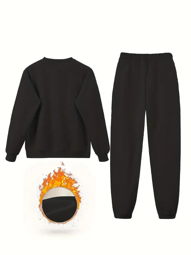 Women's Printed Two Piece Tracksuit, Long Sleeve Pullover Top And Drawstring Waist Pants, Casual Sportswear For Spring And Fall_voghion.com