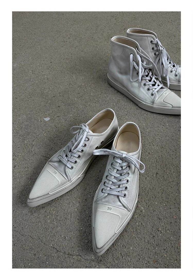Neue Frühling Retro schmutzig weiß spitze Zehe Schnürschuhe Sport Casual Board Schuhe_voghion.com