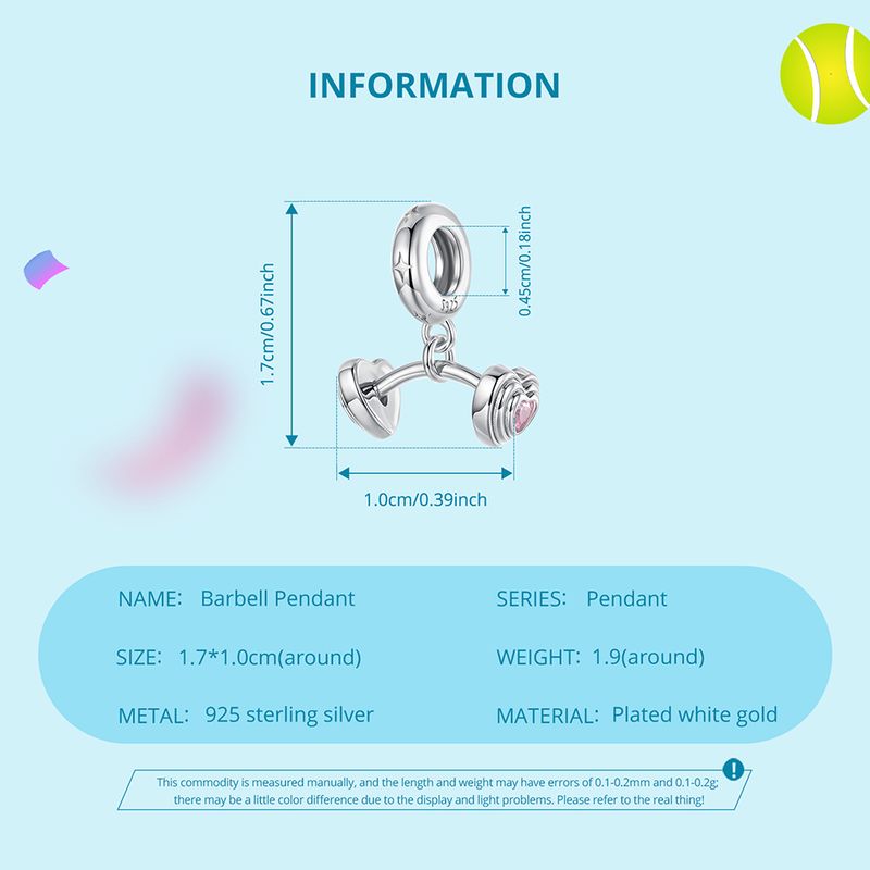 Barbell Pendant Charm Sterling Silver Charm ,SCC3083_voghion.com