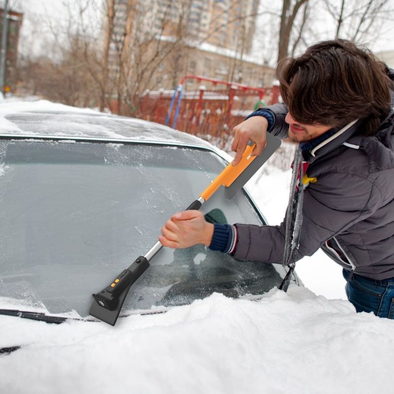 3 In 1 Car Snow Removal Shovel With Lights Car Snow Removal Tool Telescopic Windshield Ice Scraper Snow Brush Shovel_voghion.com