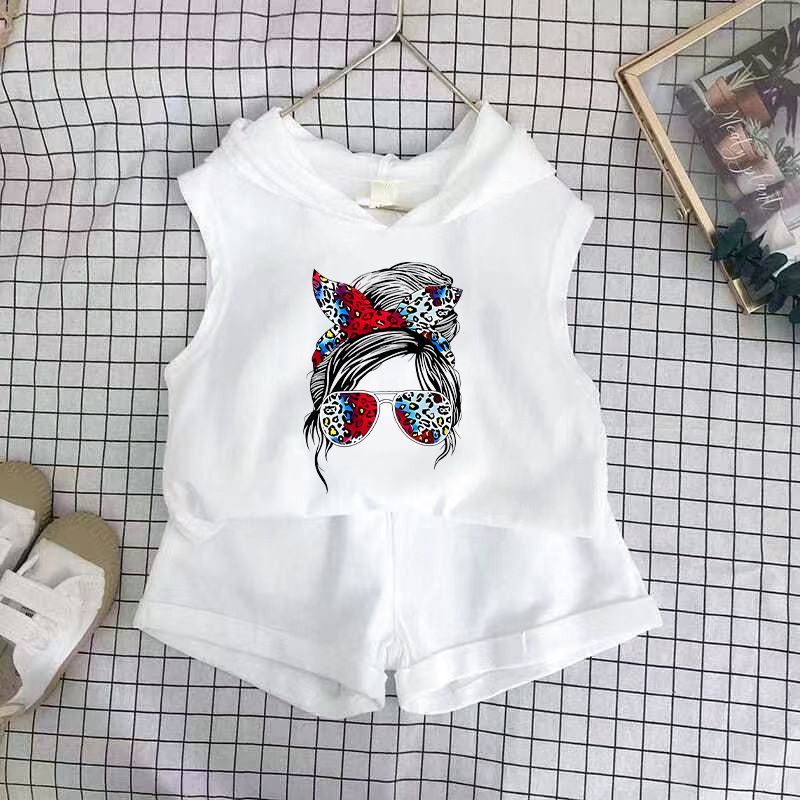 Children's Clothing 2025 New Girls Shorts Suit Hooded Two Piece Korean Style Fashion Cartoon Vest Trend_voghion.com