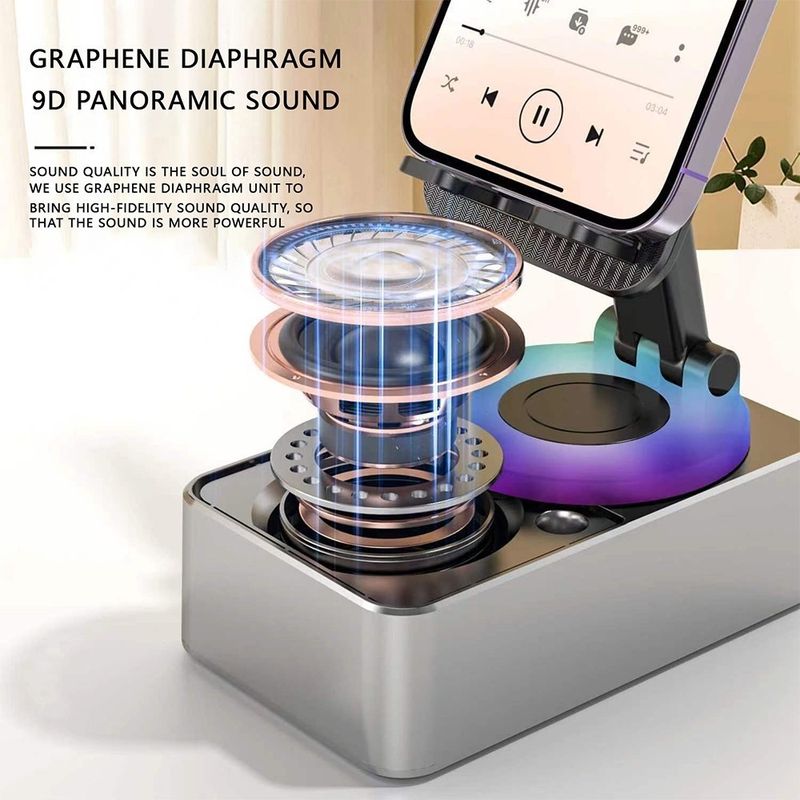 3000mAh 3in1 Bluetooth Speaker Wireless Speaker Phone Power Bank Foldable Phone Stand With Anti-Slip Pads For Video_voghion.com