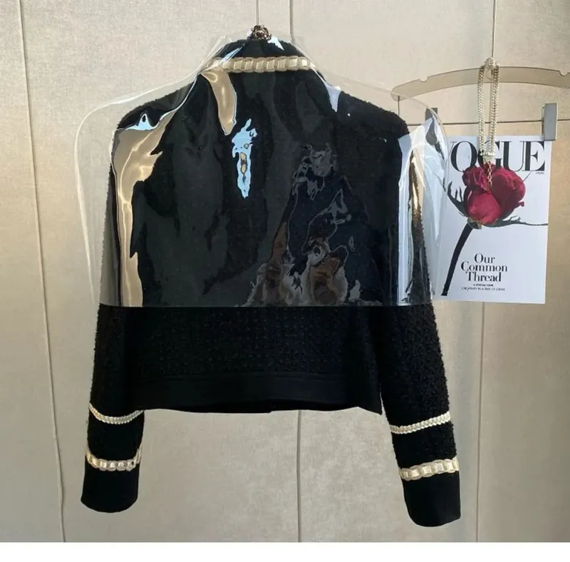 Winter Vintage Small Fragrant Black Tweed Coat Woolen Jacket Two Suit Wrap Hip Mini Skirts Dress Sets Fashion Clothes_voghion.com