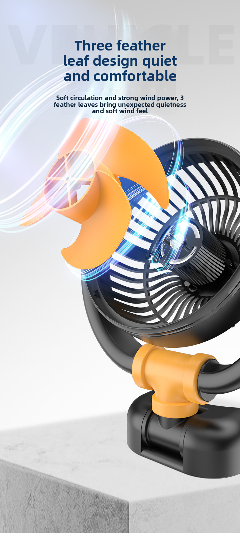 Ventilatore Flash F4501 creativo pratico per interni auto, pieghevole in tre direzioni, con ampio angolo di rotazione, potenza del vento elevata_voghion.com