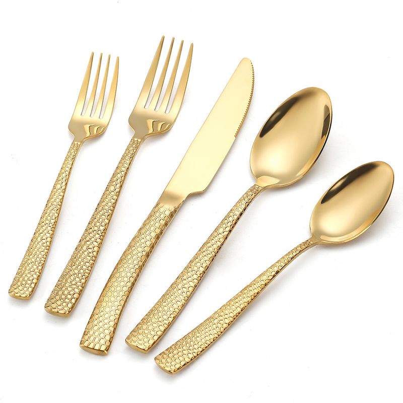 430 tyk hamret rustfrit stål kniv, gaffel og ske 5/20 dele sæt til hjemmekøkken dessert servicesæt_voghion.com