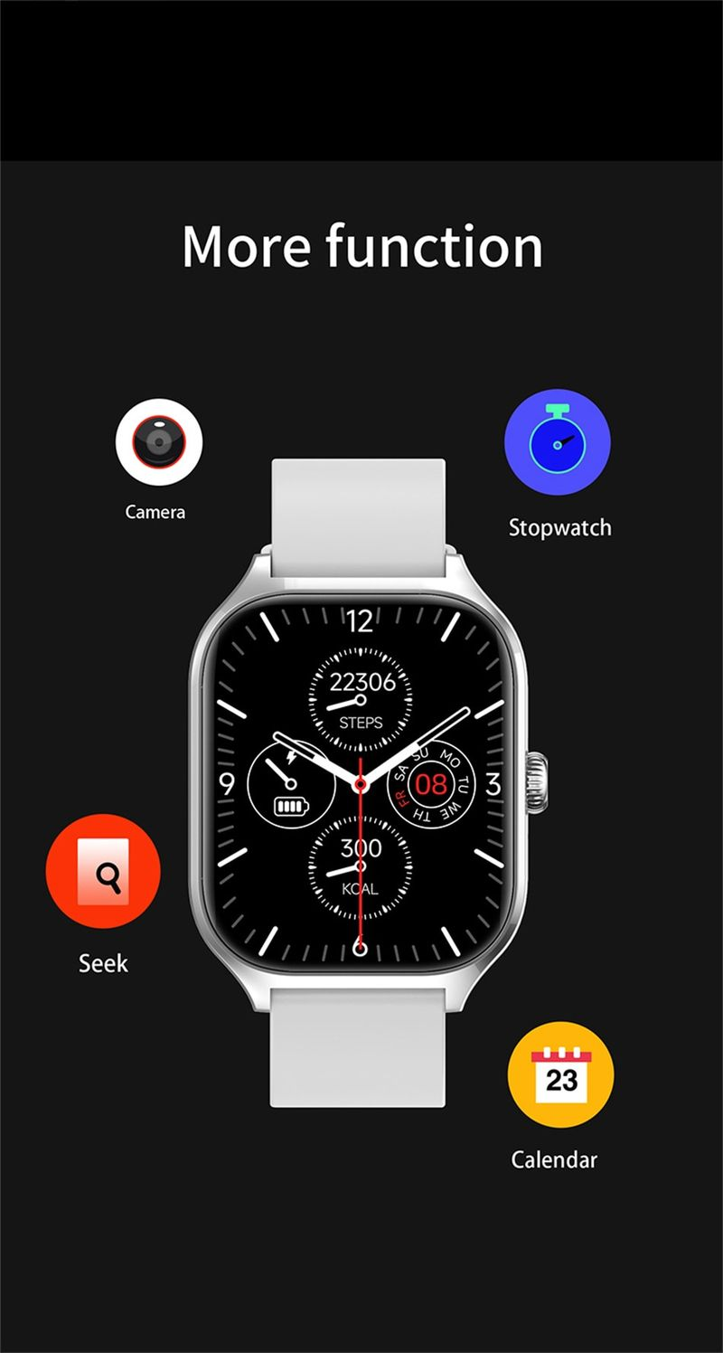 2023 EKG+PPG Smartwatch Männer Fraen Häerzfrequenz Sauerstoff Sport Fiess Tracker 2.01Zoll Bluetooth Uruff Bluttzocker Smartwatch_voghion.com