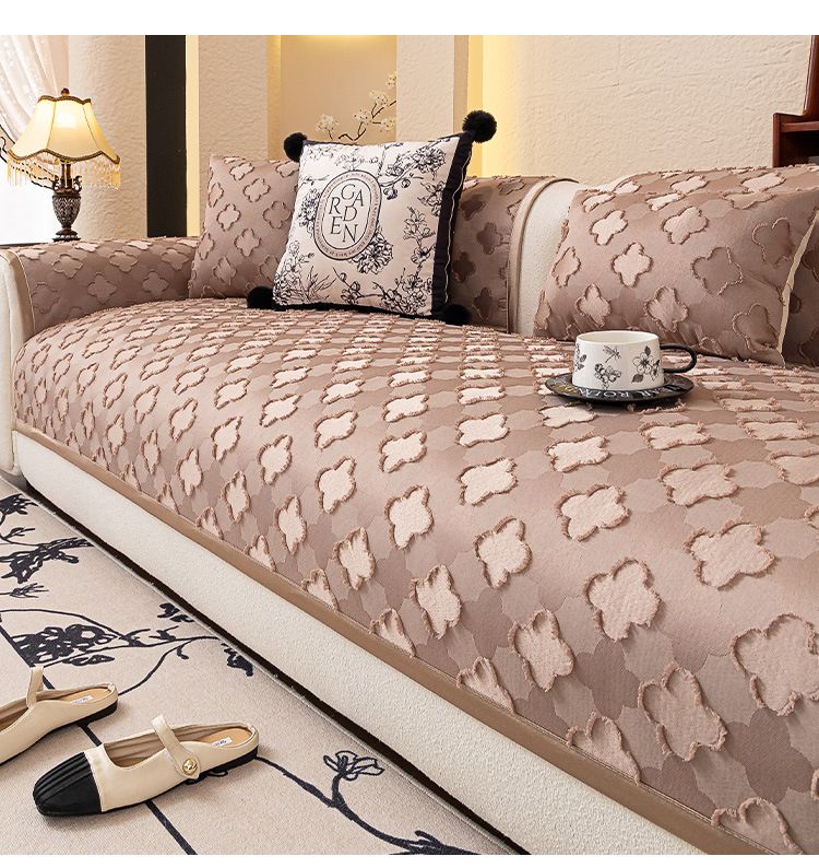 Housse de coussin de canapé en chenille – Protection personnalisable et résistante aux chats pour canapés sectionnels (motif géométrique, envers antidérapant)_voghion.com
